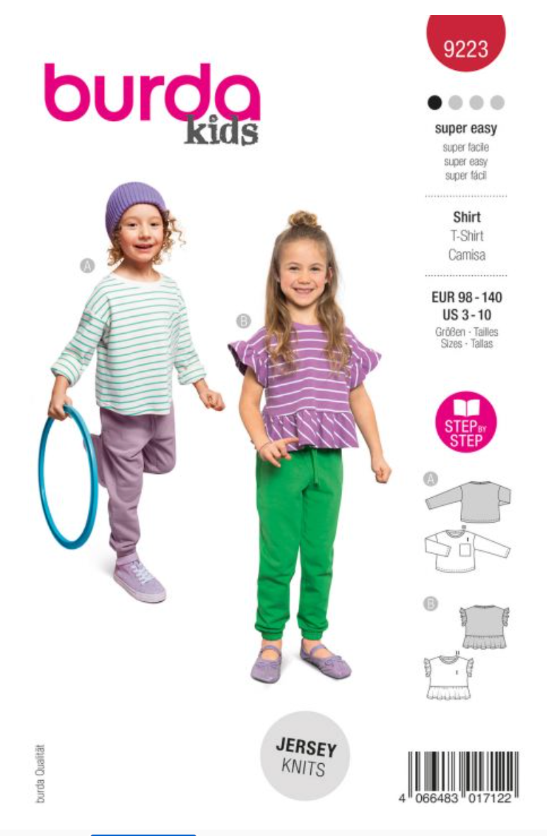 Burda patroon 9223 Jersey shirt voor kinderen