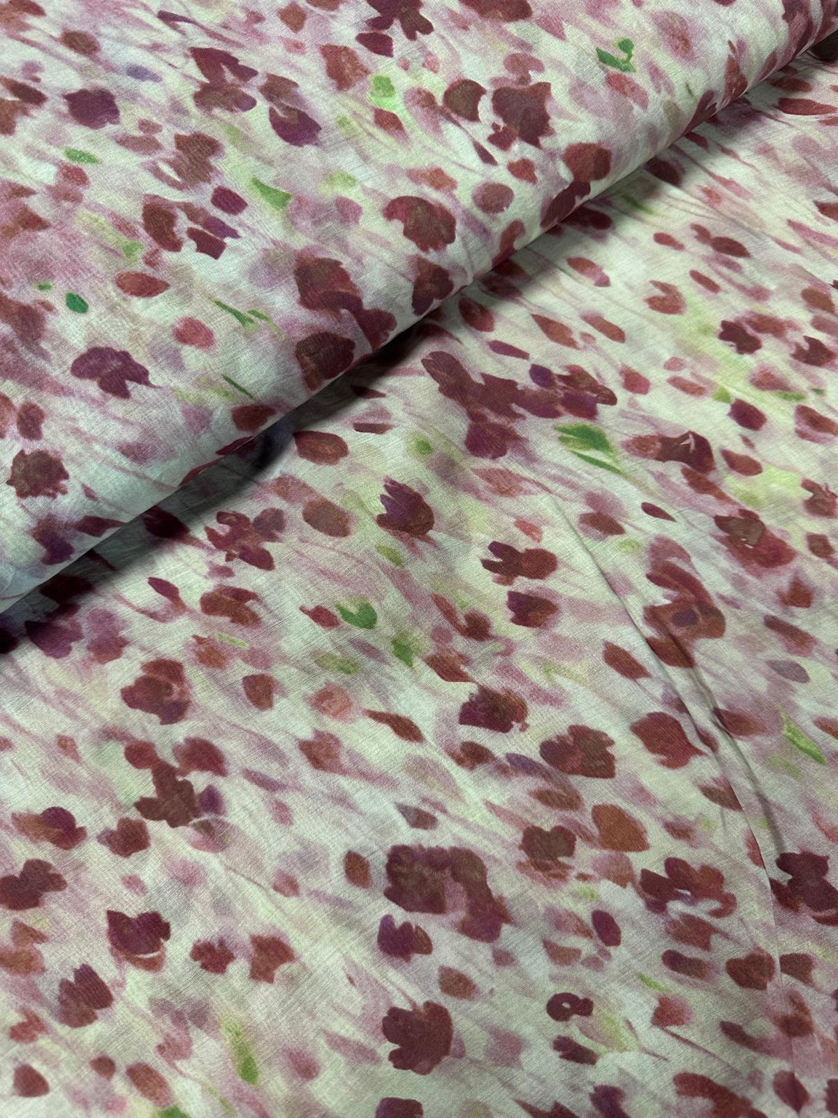lyocell voile met print oudroze